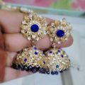 Royal blue / Gold Jhumkaas. 