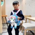 Winter Kids Rainbow Fluffy School Bag Children Cute Plush Toy Unicorn Backpack For Kids. 