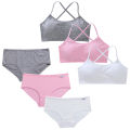 【New Arrivals】Teenage Girls Solid Bra And Panties Underwear Set Children 2025 Crisscross Soft Support Camisole&Bralette Kids Training Bra Sets. 