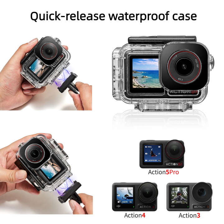 Waterproof Case for DJI Osmo Action 5 Pro/4/3 Protective Shell Camera Magnetic Adapter Underwater Dive Housing Accessories