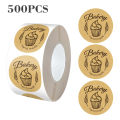 500pcs/Roll Baking Cake Pastry Decorative Stickers Handmade Dessert Kraft Paper Sealing Labels Thank You Gift Stickers for Get. 