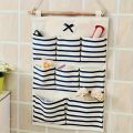 1Pc Linen Hanging Storage Bag Organizer with Multi Pockets, Wall Mounted Versatile Organizing Closet Storage Room Organizer. 