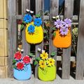 Metal Flower Garden Vases Wall Decor Outdoor Fence Art Patio Sculptures Hanging Decorations for Patio and Garden.