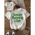 Sunday Running Club Print Summer T-Shirt Pure Breathable Tee Sporty & Casual Top Jogging Daily Wear Women Casual Tee Personality. 