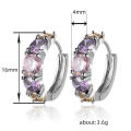 Huitan Fashion Luxury Colorful Pink/Purple CZ Hoop Earrings for Women Newly Designed Bridal Wedding Earrings Party Jewelry.