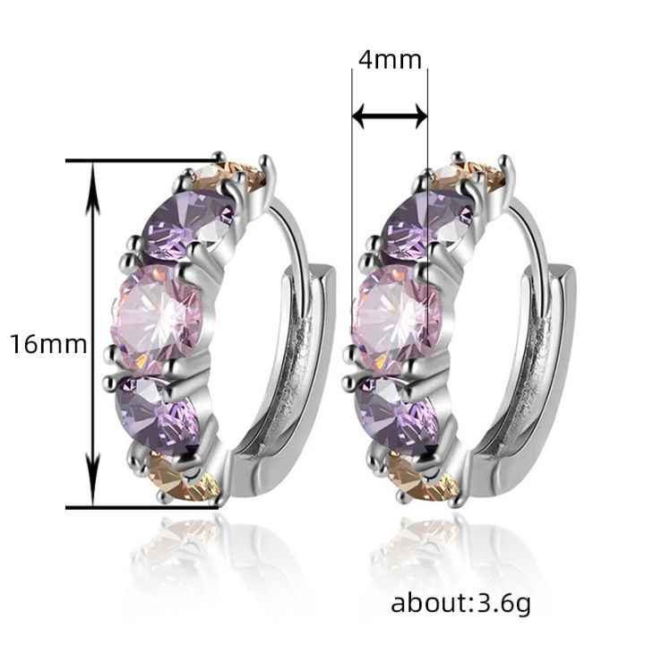 Huitan%20Fashion%20Luxury%20Colorful%20Pink/Purple%20CZ%20Hoop%20Earrings%20for%20Women%20Newly%20Designed%20Bridal%20Wedding%20Earrings%20%20Party%20Jewelry%20-%20Image%206