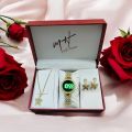 4PCS/Set Women's Watch Fashion Rhinestone Stainless Steel Band Digital Watch with Jewelry Set(Without Box). 