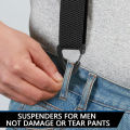 Hidden Suspenders for Men 1.6" Wide Elastic Adjustable Work Suspenders Heavy Duty with 4 Snap Loop X-back Braces for Trousers. 