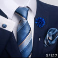 Luxury Mens Ties Floral Black Gold Ties Paisley NeckTie Pocket Square Cufflinks Brooch Set Men's Wedding Party Tie. 