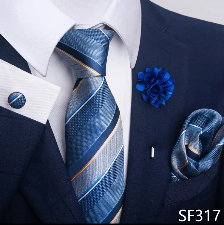 Luxury%20Mens%20Ties%20Floral%20Black%20Gold%20Ties%20Paisley%20NeckTie%20Pocket%20Square%20Cufflinks%20Brooch%20Set%20Men's%20Wedding%20Party%20Tie%20-%20Image%205