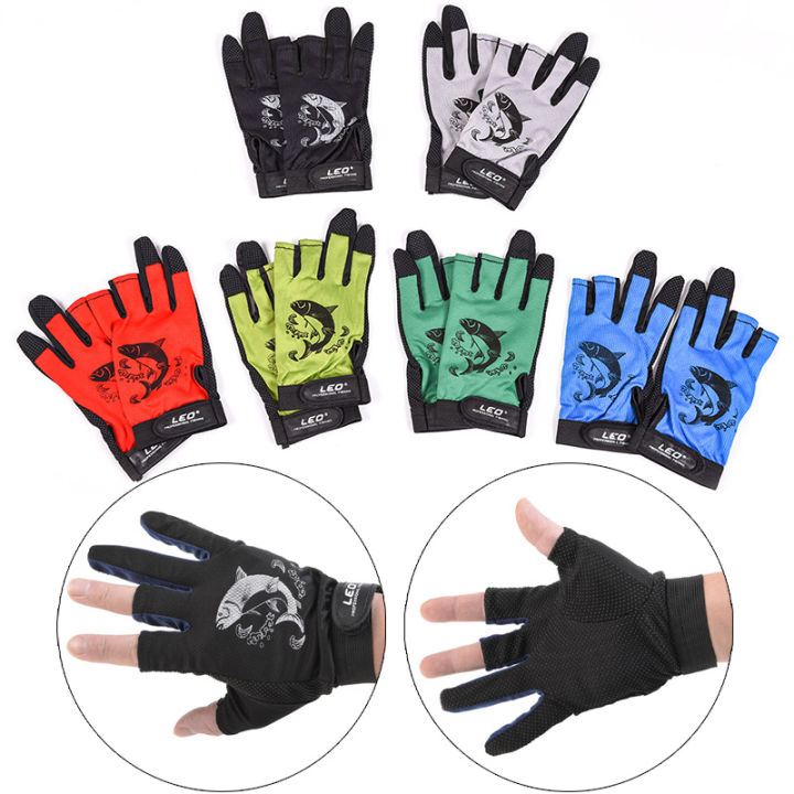 1Pair Waterproof 3 Cut Finger Fishing Gloves Anti-slip Glove Non-Slip Fishing Gl