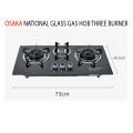 Glass top Gas cooker 3 burner Gas Hob Osaka National. 