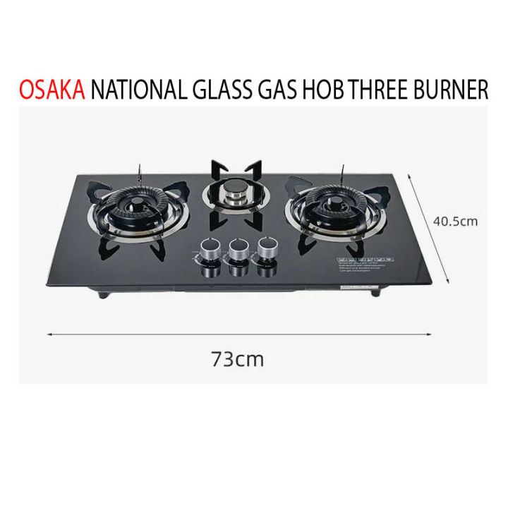 Glass top Gas cooker 3 burner Gas Hob Osaka National