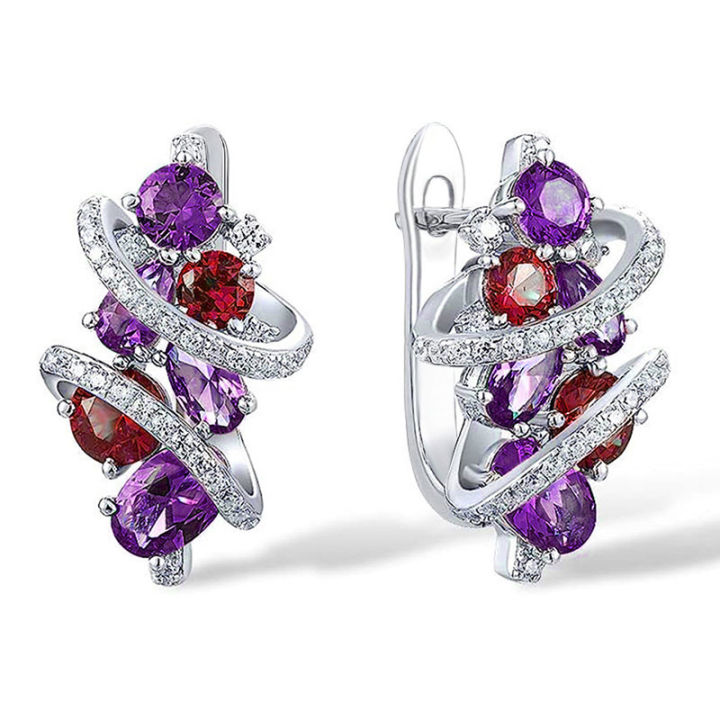 Huitan%20Green/Blue%20Cubic%20Zirconia%20Hoop%20Earrings%20for%20Women%20New%20Temperament%20Elegant%20Bridal%20Wedding%20Party%20Earrings%20Trendy%20Jewelry%20-%20Image%204