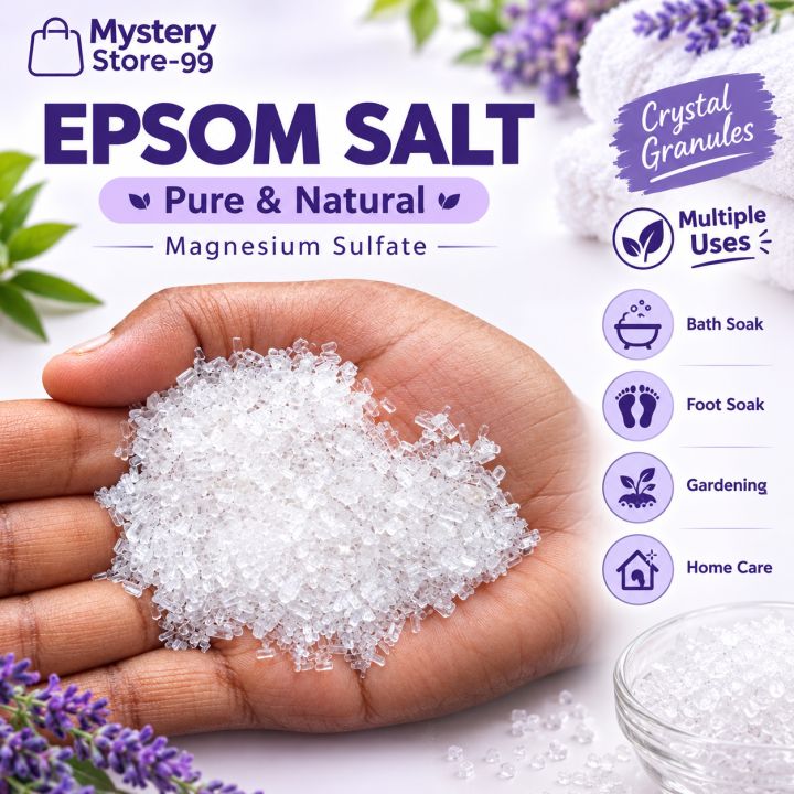 Epsom Salt 500g | Magnesium Sulfate | Pure Epsom Salt for Bath, Foot Soak & Relaxation