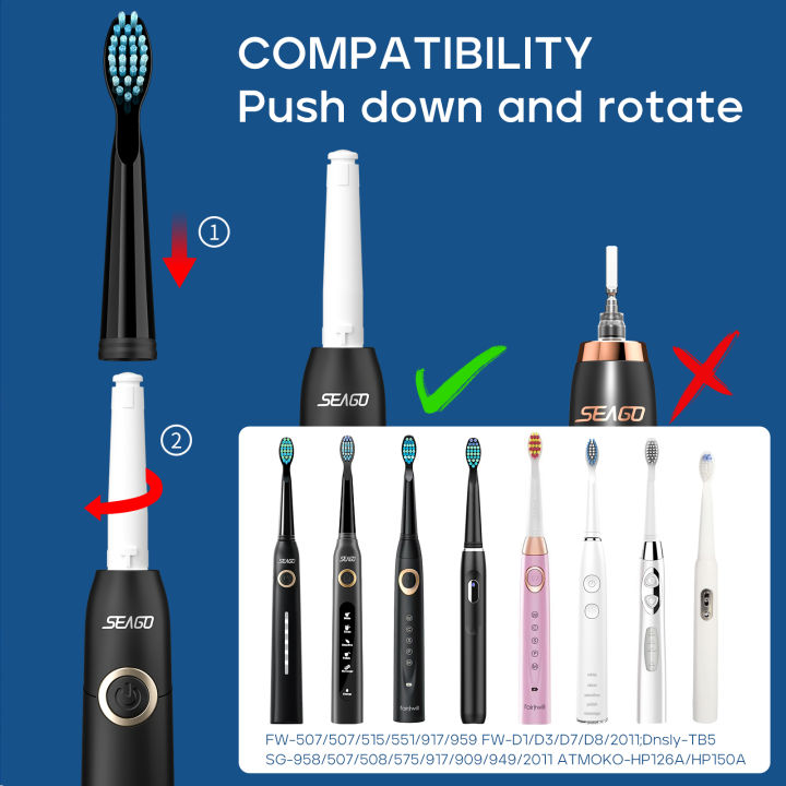 Seago%20SG-D010%20Replacement%20Brush%20Heads%20for%20SG-575,%20SG-958,%20and%20SG-551%20Electric%20Toothbrush%20-%20Soft%20Bristles,%204-Pack%20Deep%20Clean%20-%20Image%202