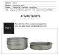 APG Ultralight Titanium Pan Outdoor Camping Titanium Bowl Set Folding Handle Cookware. 