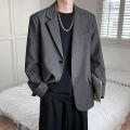2026 Men Korean Style Casual Blazer Loose Fit Handsome Light Mature Streetwear All Match Black Spring Autumn Suit Jacket Coat. 