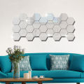 48pcs Mirror Sticker Hexagon 3D Waterproof and Removable Wall Sticker Decal Clean bright tidy Suitable for Living room bedroom. 