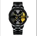 Mens fashion  car wheel rotating  steel watch Baisheng steel rotating watch. 