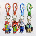 Zootopia Keychain Set Judy& Nick Wilde PVC Figure Keychain, Disney Movie Character Key Ring, Animal Cartoon Bag Charm . 
