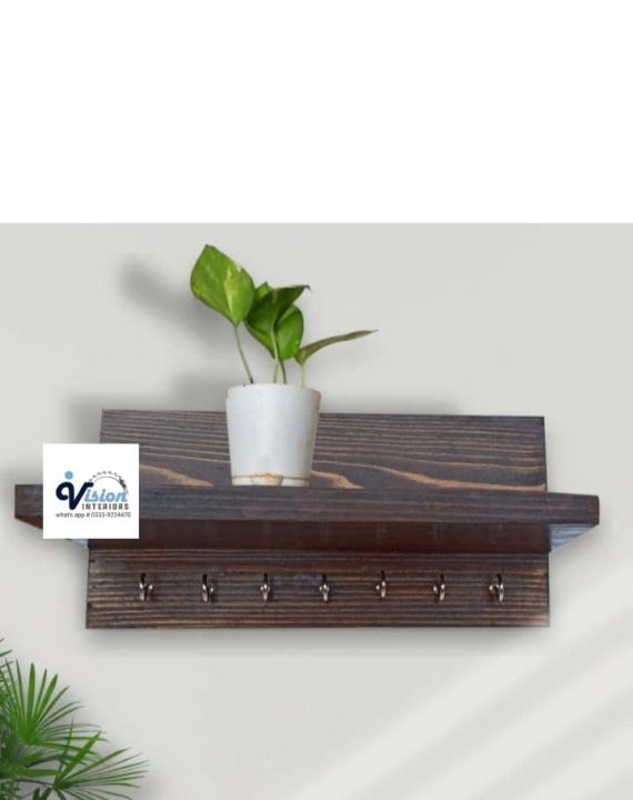 wood Key Holder With 1 Shulf & 7 Hooks
