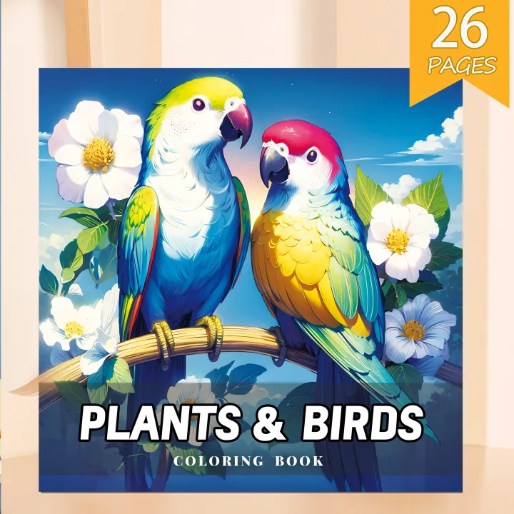 PLANTS%20&%20BIRDS%20Coloring%20Book%2026%20Pages%20Original%20Design%20For%20Children%20Adult%20Picture%20Book%20Kill%20Time%20Graffiti%20Painting%20Drawing%20-%20Image%202