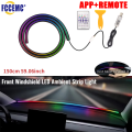Front Windshield LED Atmospere Light Strip 150cm Car RGB USB APP Control Remote Symphony Ambient Mood Lights 5V Universal. 