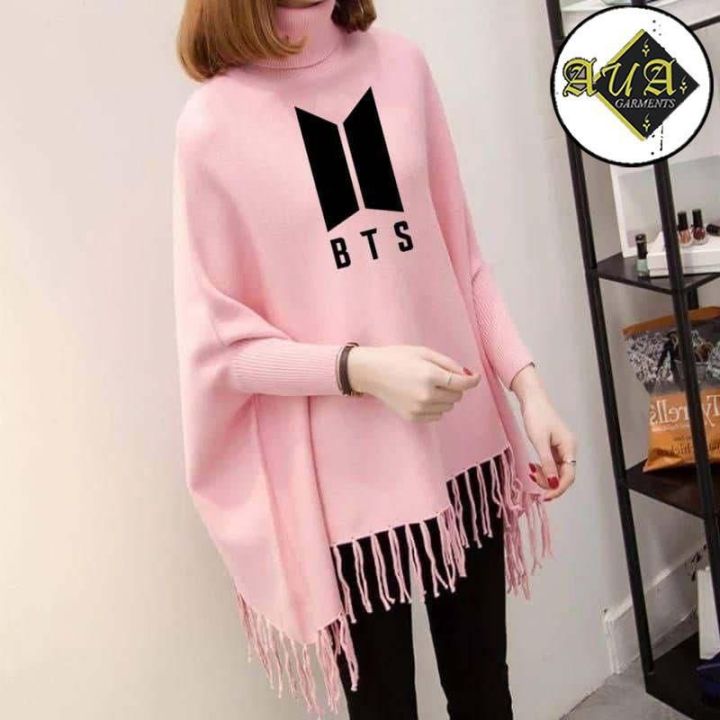 Fleece Poncho For Women | Winter Collection Woman's Printed Poncho For Girls | Winter Fashion Coffee Printed Poncho Sweater Poncho Style Top/Shirt For Girls