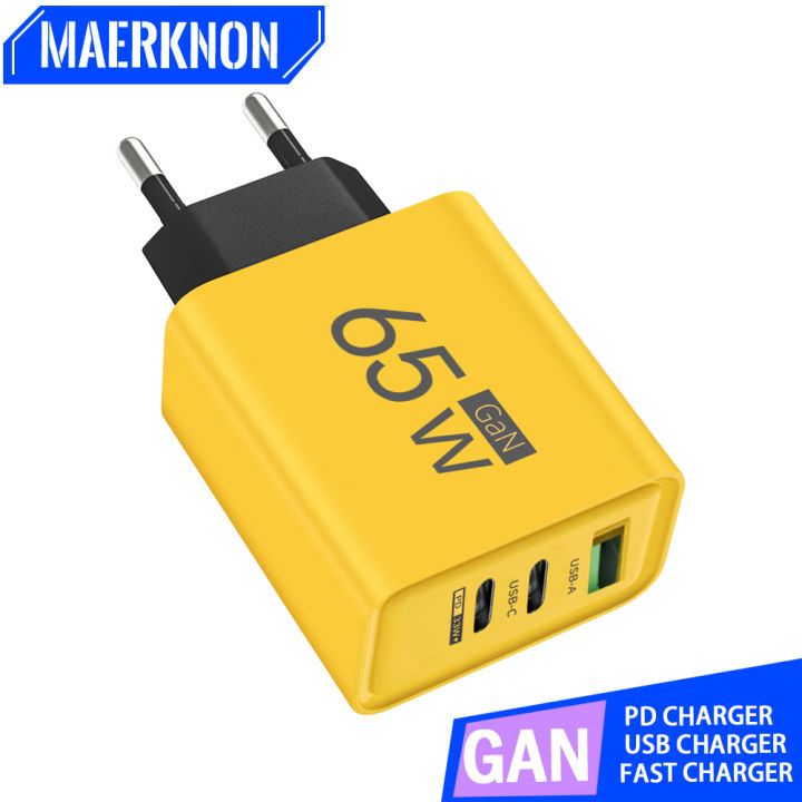 GaN Type C PD Charger 3 Ports USB Fast Charging Cellphone Adapter Quick Charger 3.0 For iPhone 15 14 Xiaomi Samsung Huawei
