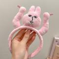 Funny Headband New Pink Bunny Hair Band Quirky Fun Plush Headband Grip Bangs Cute Photo Decoration Hair Bands Headdress. 