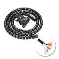 Black Cable Wire Protector Cable Organizer Management Pipe Flexible Wire Wrap Line Coiled Tube Office Cord Sleeve Cover 2M. 