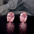 Huitan Simple Stud Earrings with Oval CZ for Lady Daily Wear Ear Accessories Teens Low-key Women's Earrings Statement Jewelry. 