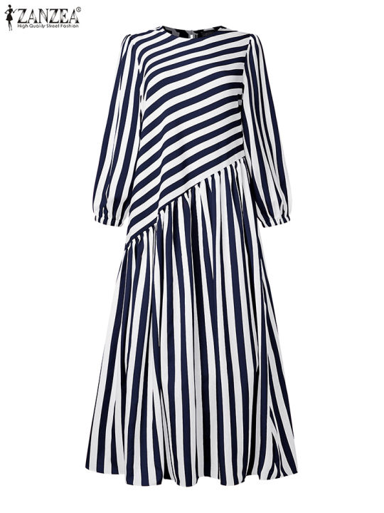 ZANZEA%202025%20Fashion%20Autumn%20Stripe%20Dresses%20Women%20Elegant%20Stylish%20Long%20Sleeve%20Party%20Dress%20Work%20Vestidos%20Muslim%20Abaya%20Robe%20Femme%20-%20Image%204