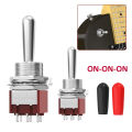 DaierTek 3 Way Toggle Switch Guitar ON/ON/ON 6 Pin 3 Position Guitar Pickup Slector Toggle Switch DPDT with Red and Black Tips. 