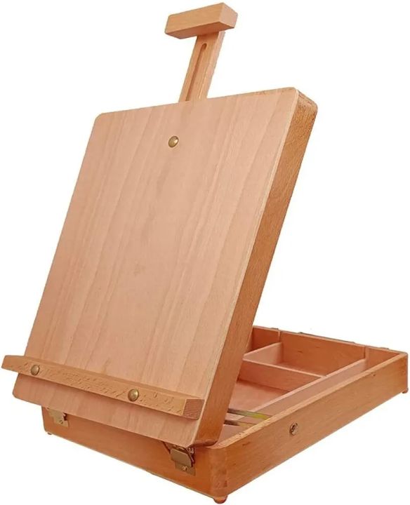 Premium Portable Wooden Art Easel with Paper Tray and Palette - Adjustable Desk-Top Studio Easel for Artists