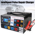 High Frequency Pulse Repair Car Battery Charger EU Plug 12V/24V 220W Fully Automatic LCD Display High Power. 