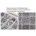 884 Pcs Stainless Steel Screw Nut Washer Wrench Kit M2 M3 M4 M5 Half Round Head Hex Socket Screws Nuts Washers Wrench Set.
