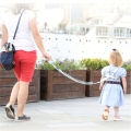 Kids Anti-Lost Leash with Pulling Rope, Anti-Lost Back Pack, Safety Strap with Spring Rope, Blue and Pink Polyester, for. 