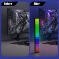 D10 3D RGB Music Ambient Lamp Bar 32 LED Sound Control Pickup Light with Tripod Voice Activated Music Rhythm Ambient Light App. 