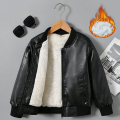 Boys Plus Velvet Thick Leather Jackets Kids Girls Autumn Winter Coat Fashion Clothing Children's Warm PU Leather Outerwear 2-14Y. 