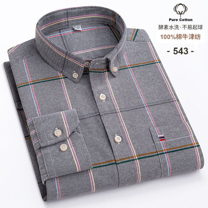 100%25%20Cotton%20Oxford%20Men's%20Shirts%20Long%20Sleeves%20Plaid%20Soft%20Regular%20Fit%20Formal%20Dress%20Shirt%20Pocket%20Social%20Blouse%20Male%20Clothes%20S-7XL%20-%20Image%207