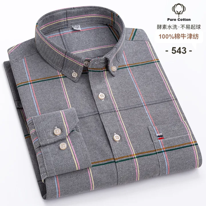 100%25%20Cotton%20Oxford%20Men's%20Shirts%20Long%20Sleeves%20Plaid%20Soft%20Regular%20Fit%20Formal%20Dress%20Shirt%20Pocket%20Social%20Blouse%20Male%20Clothes%20S-7XL%20-%20Image%207