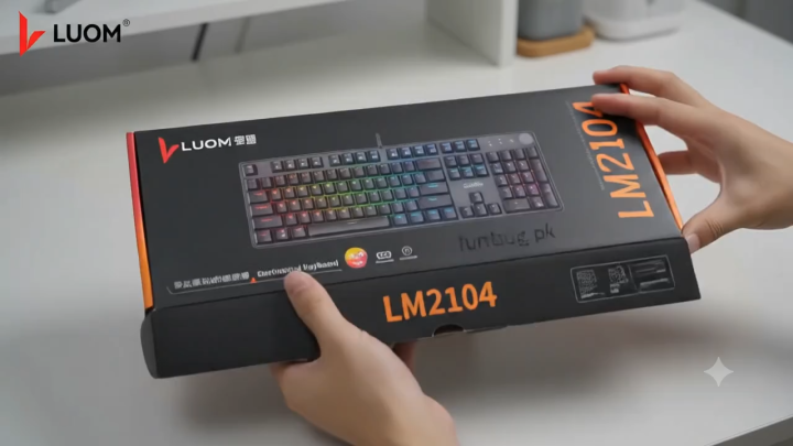 【Original HP Blue Switch Mechanical Gaming Keyboard】 Wired USB Keyboard with RGB & Blue LED Backlight ~ 104-Key Anti-Ghosting, 20 Lighting Modes for PC Gaming, Typing, PUBG, Laptop ~ By FunBug