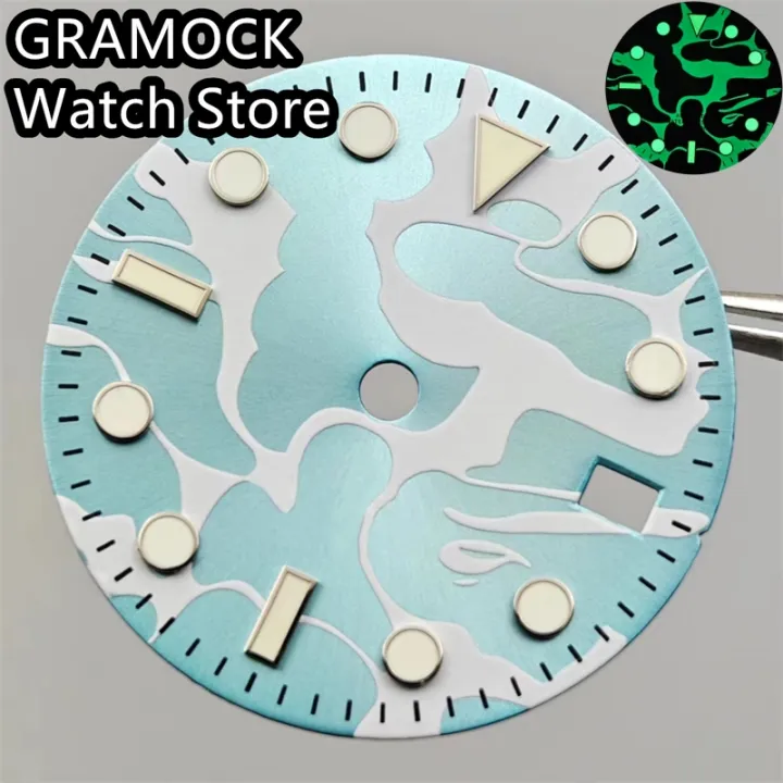 GRAMOCK%2029mm%20NH34%20Watch%20Dial%20Blue%20Dial%20Green%20Luminous%20Fit%20NH34%20Movement%20Watch%20replacement%20parts%20-%20Image%208