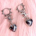 Goth Jewelry Thorn Heart Hoop Earrings Grunge Charms Earrings Punk Aesthetic Women Women Accessories Korean Fashion Earrings.