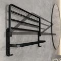 Matte Black 50CM Folding Holder With Hook Towel Holder Wall Mount AluminumTowel Rack. 
