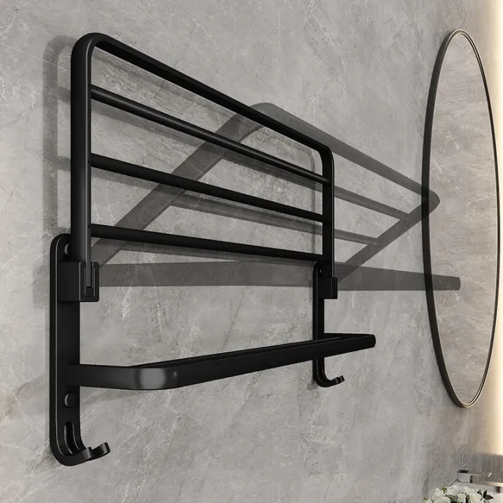 Matte%20Black%2050CM%20Folding%20Holder%20With%20Hook%20Towel%20Holder%20Wall%20Mount%20AluminumTowel%20Rack%20-%20Image%204