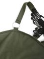 New European and American Women's Pleated Suspenders Butterfly Lace Cross Vest in Spring and Summer of 2024. 