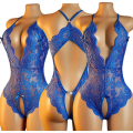 Women's Plus Size Swimwear Erotic Bikini Lingerie Sexy Crotchless Lace Hollow Bodysuit Bikinis Set V Neck Open Bra Mini Swimsuit. 